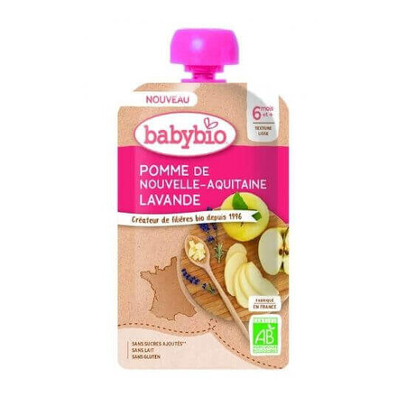 Beutel mit Apfel-Lavendel-Püree, 120g, Babybio