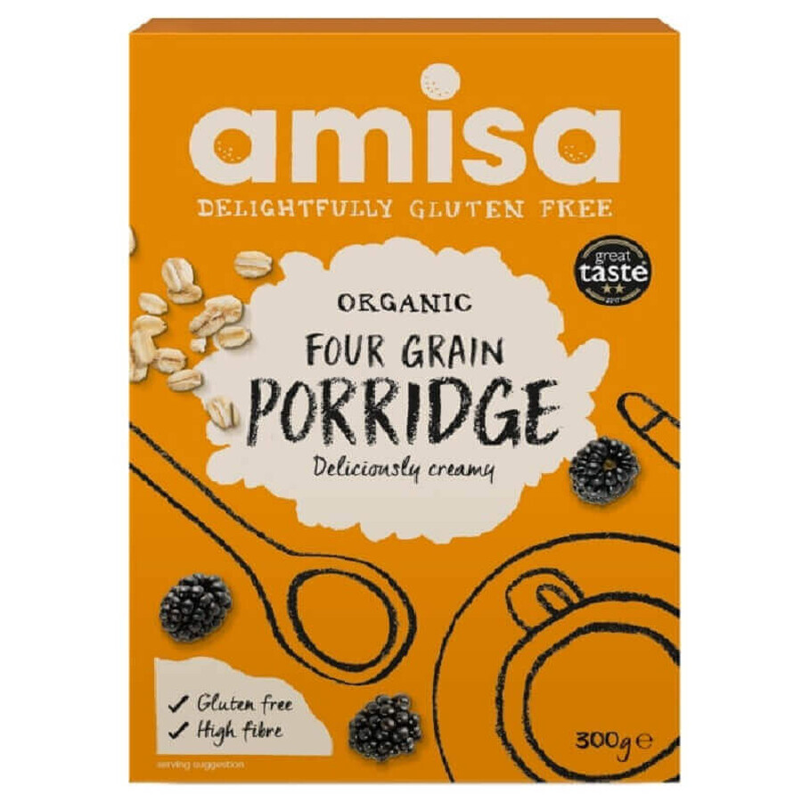 Organic Porridge from 4 gluten-free cereals, 300 g, Amisa