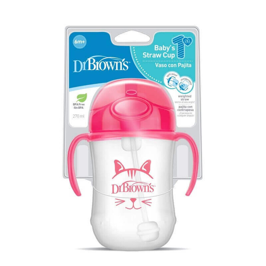 Eerste drinkbeker voor baby's, 270 ml, TC91011, Roze, Dr Browns