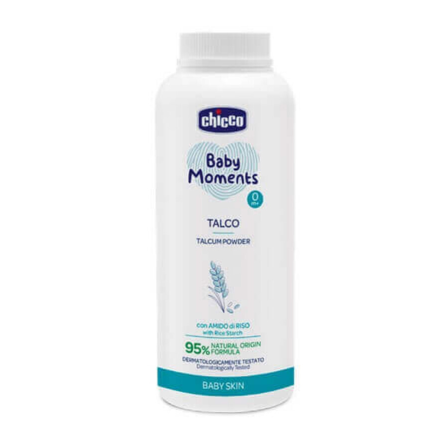 Chicco Baby Moments - Talco in polvere con Amido di Riso 0+ mesi, 150g