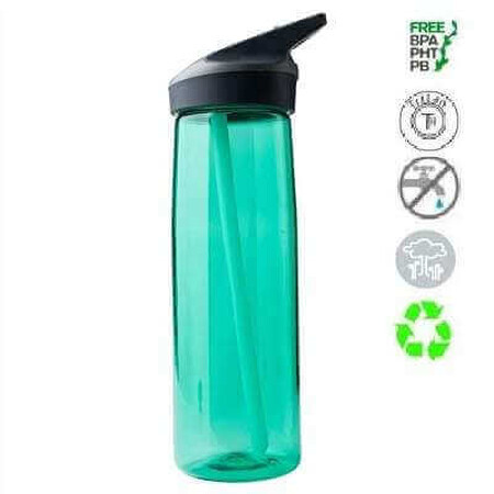 Contenitore in Tritan con coperchio automatico turchese, 750ml, Laken