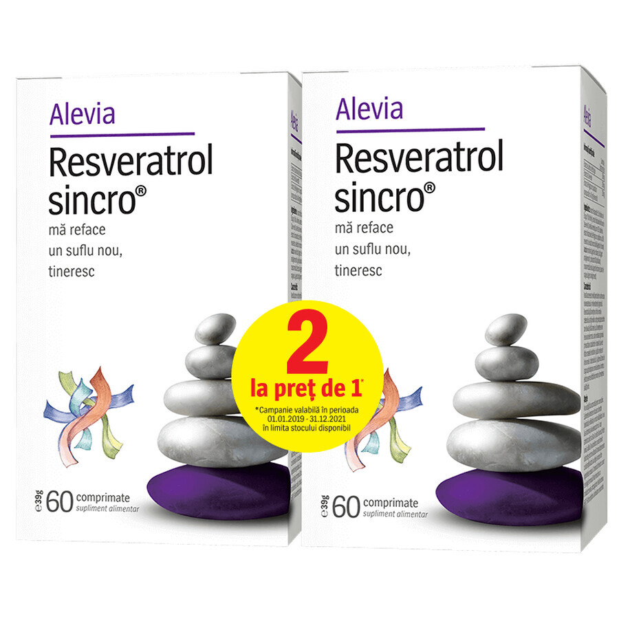 Resveratrol Syncro, 60 tablets, Alevia (1+1 special price)