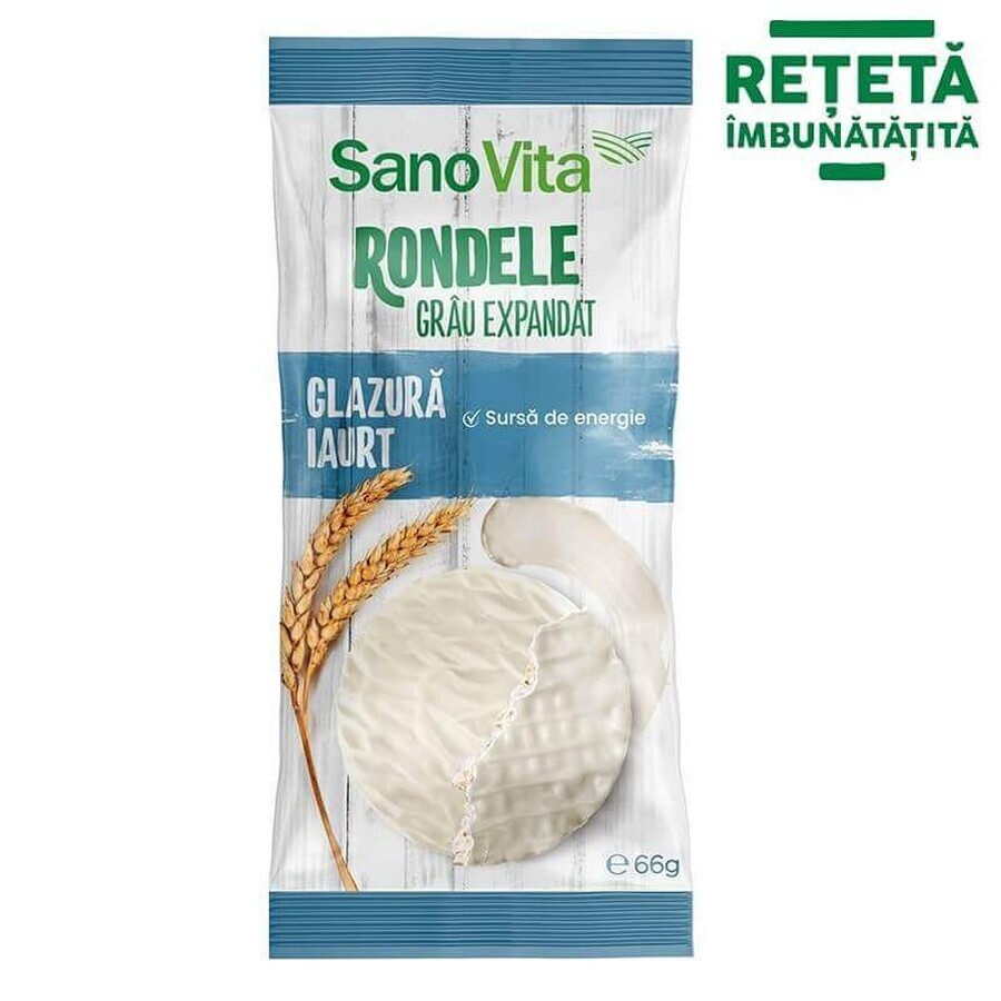 Girelle di grano espanse con glassa allo yogurt, 66 gr, Sanovita