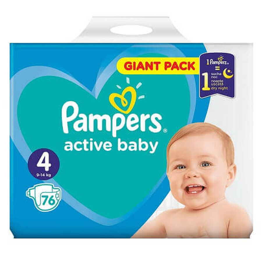 Diapers Active Baby No. 4, 9-14 kg, 76 pieces, Pampers