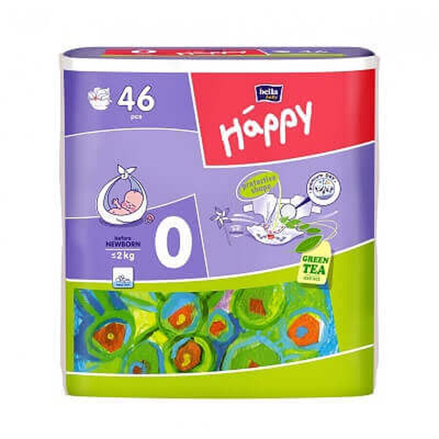 Diaper Before New Born, +2 Kg, 46 pieces, Happy