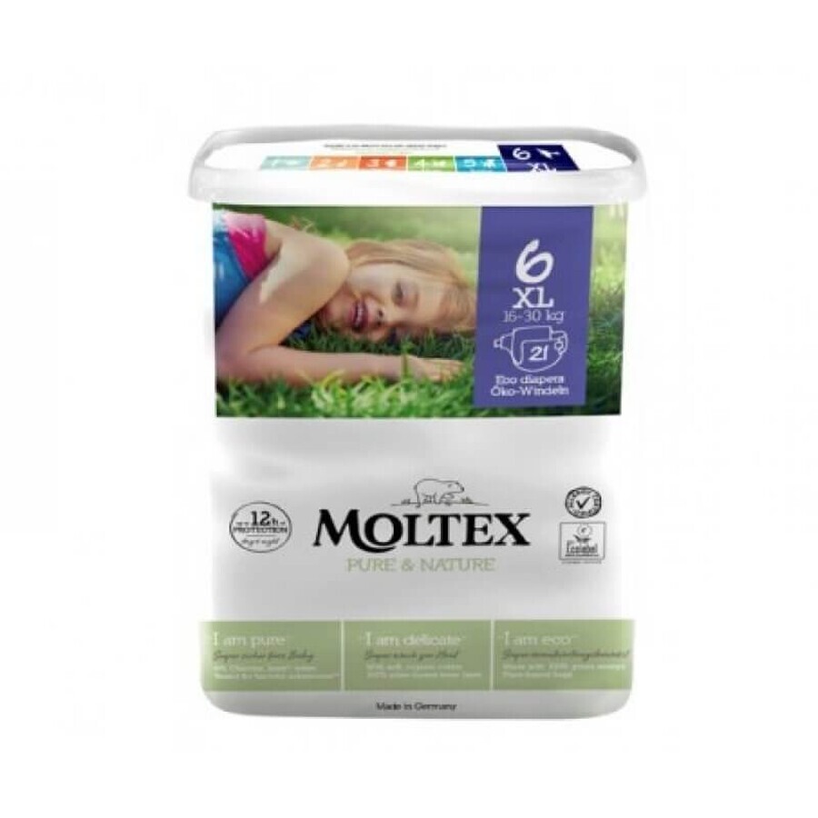 Pure & Nature Pannolini Moltex Taglia 6 XL 16-30Kg 21 Pezzi