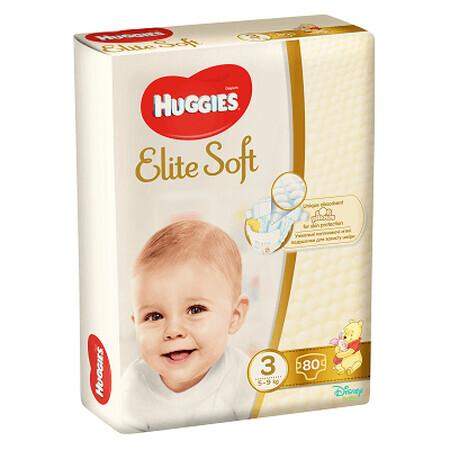 Pannolini Elite Soft N. 3, 5-9 kg, 80 pezzi, Huggies
