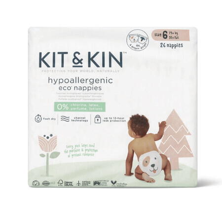 Hypoallergenic diapers Eco No. 6, +14 kg, 26 pieces, Kit&amp;Kin