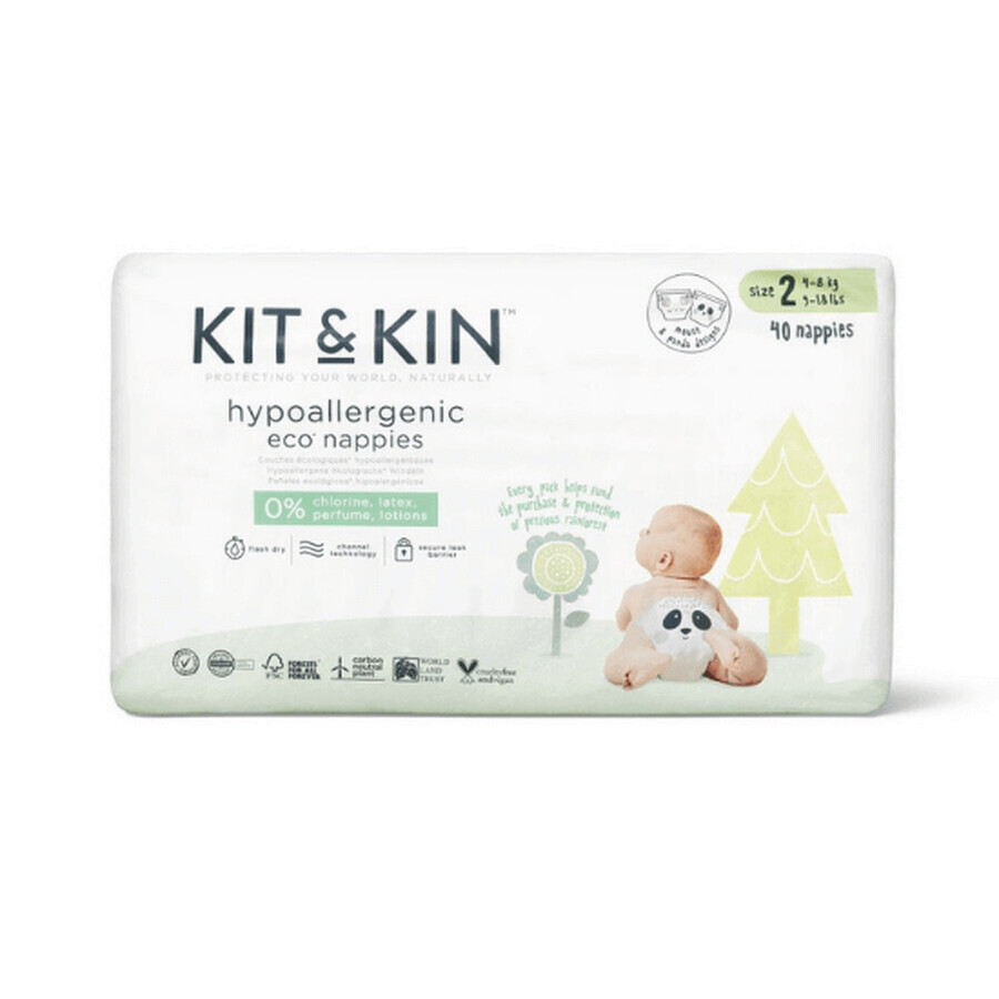 Hypoallergene luiers Eco nr. 2, 4-8 kg, 40 stuks, Kit&amp;Kin