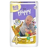 Diapers Maxi Plus No. 4+, 9-20 kg, 62 pieces, Happy