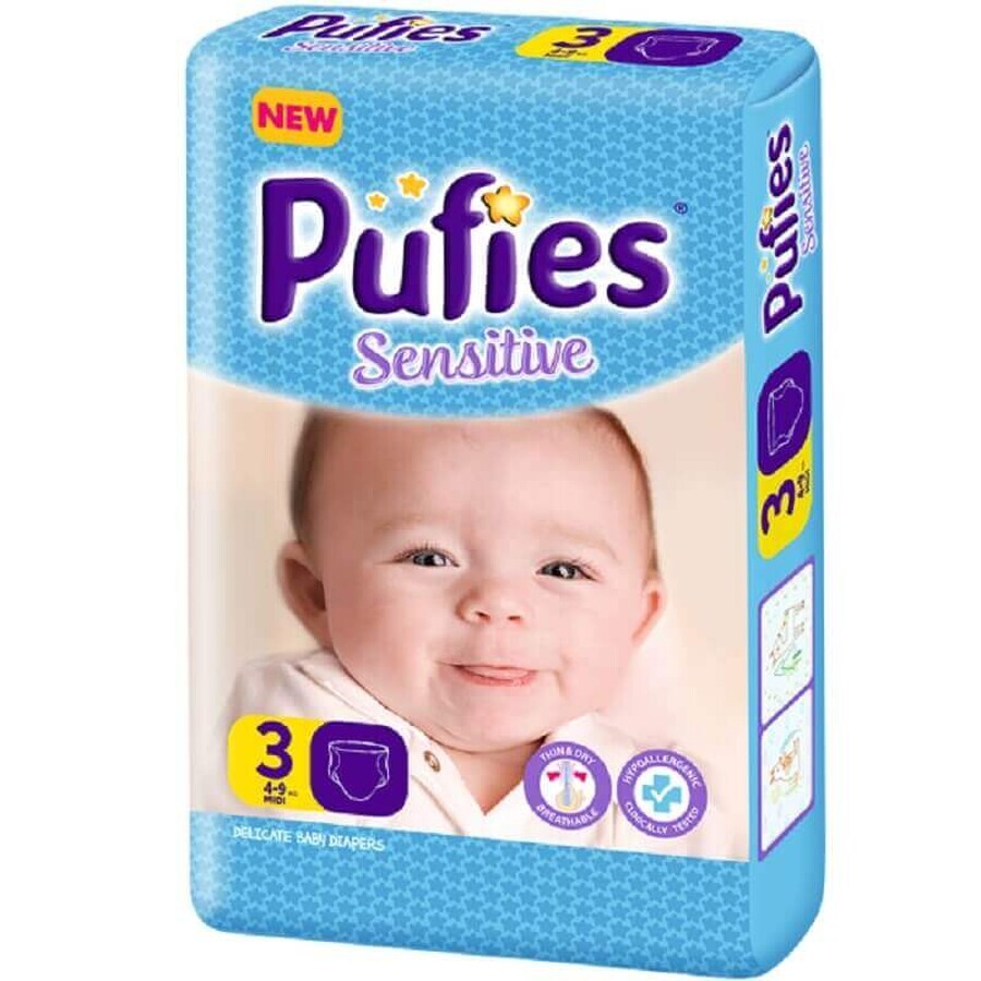 Sensitive Midi Diapers No. 3, 100 pieces, Pufies