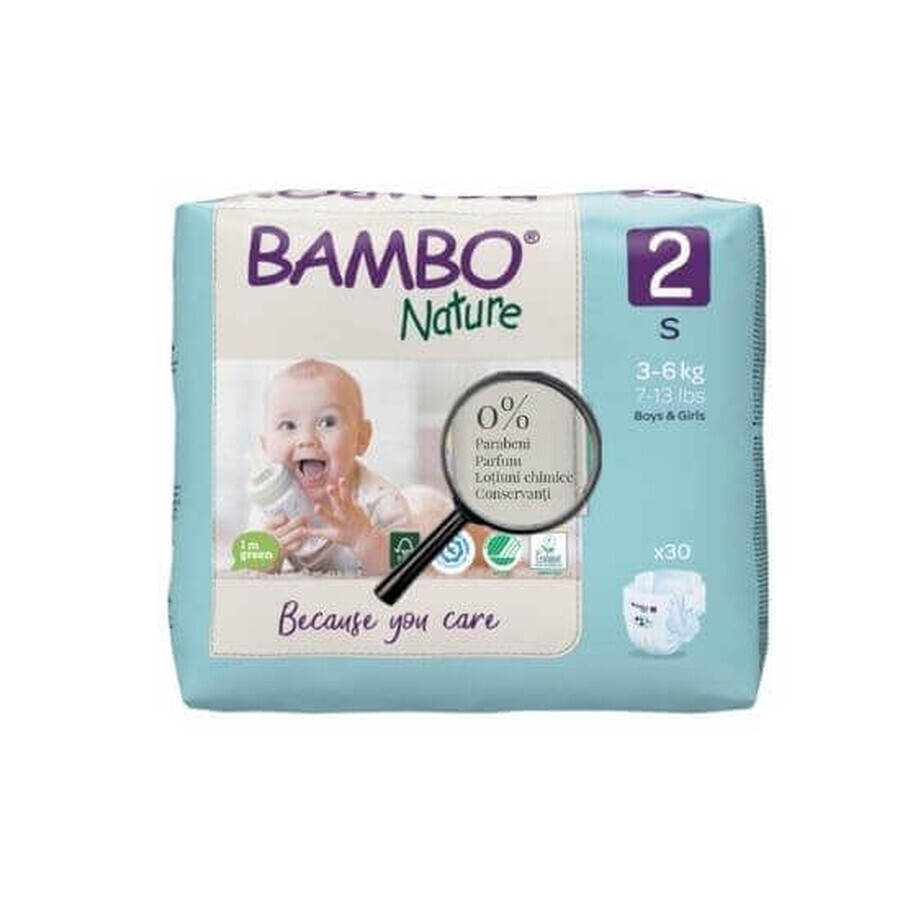 Pañales nº 2, 3- 6 kg, 30 unidades, Bambo Nature