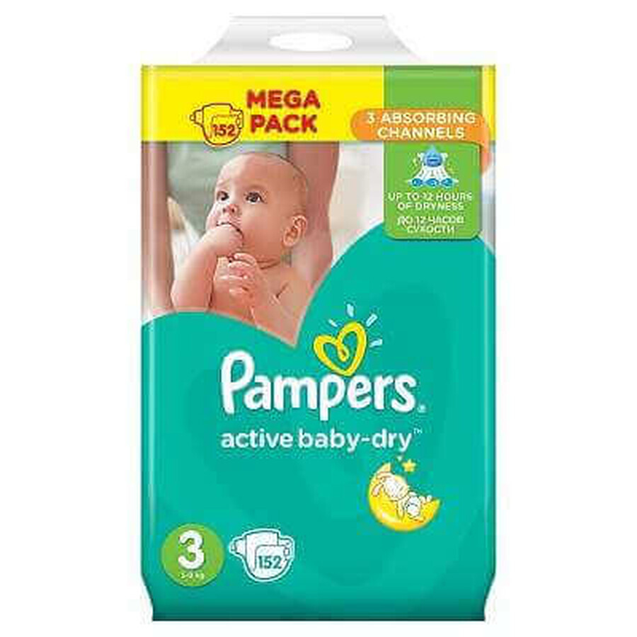 Pannolini N. 3 Active Baby Dry, 5-9Kg, 152 pz, Pampers