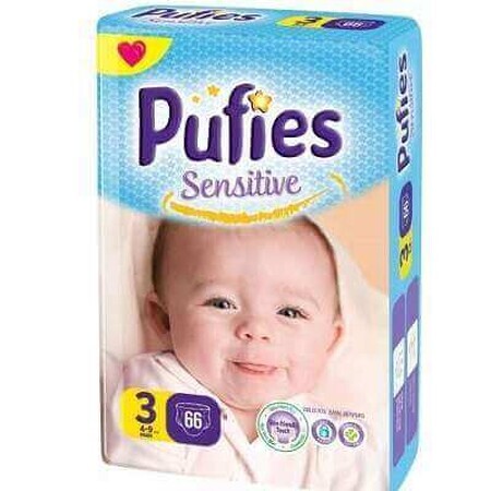 Pannolini n° 3 Pufies Baby Sensitive, 4-9 kg, 66 pz, Ficosota Sintez
