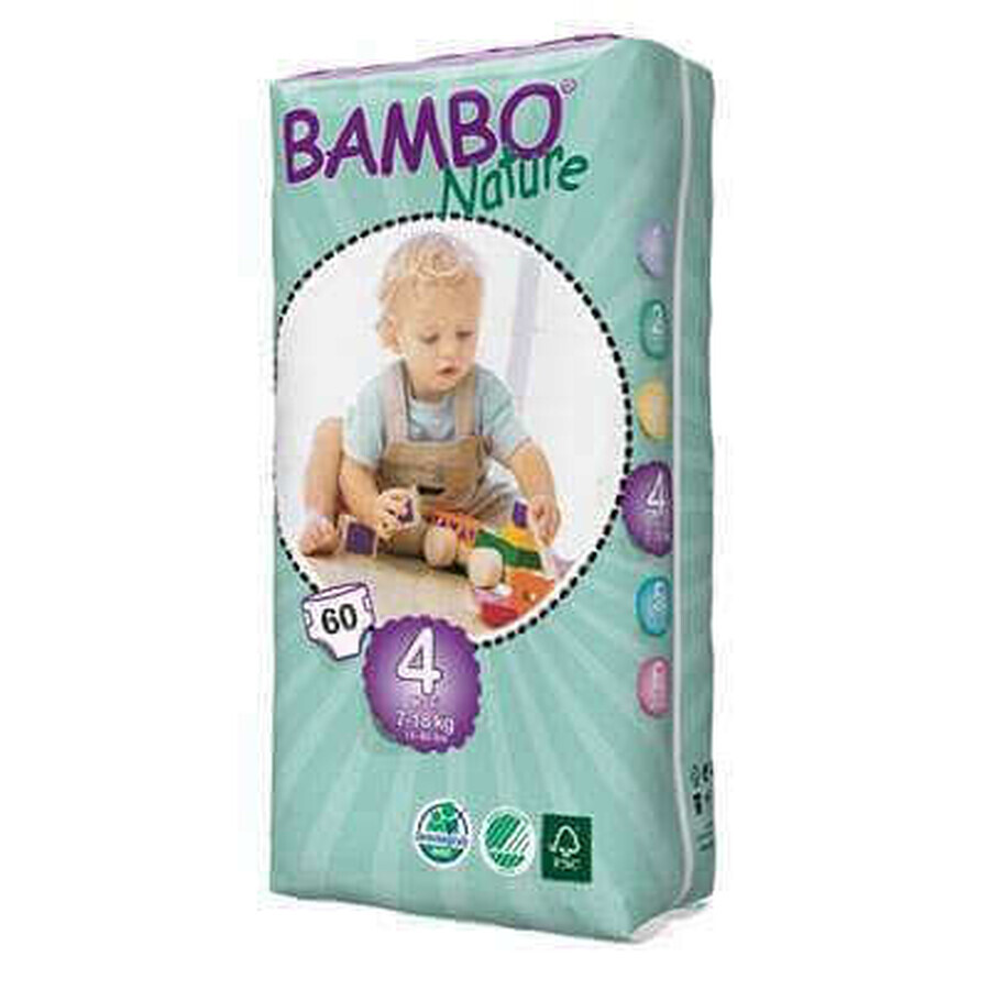 Pannolini n° 4 Eco Maxi, 7-18 kg, 60 pezzi, 310144, Bambo Nature