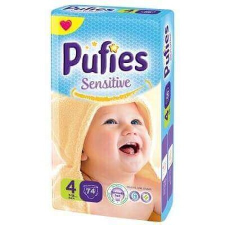 Pannolino n°4 Pufies Baby Sensitive Maxi, 7-14 kg, 74 pz, Ficosota Sintez