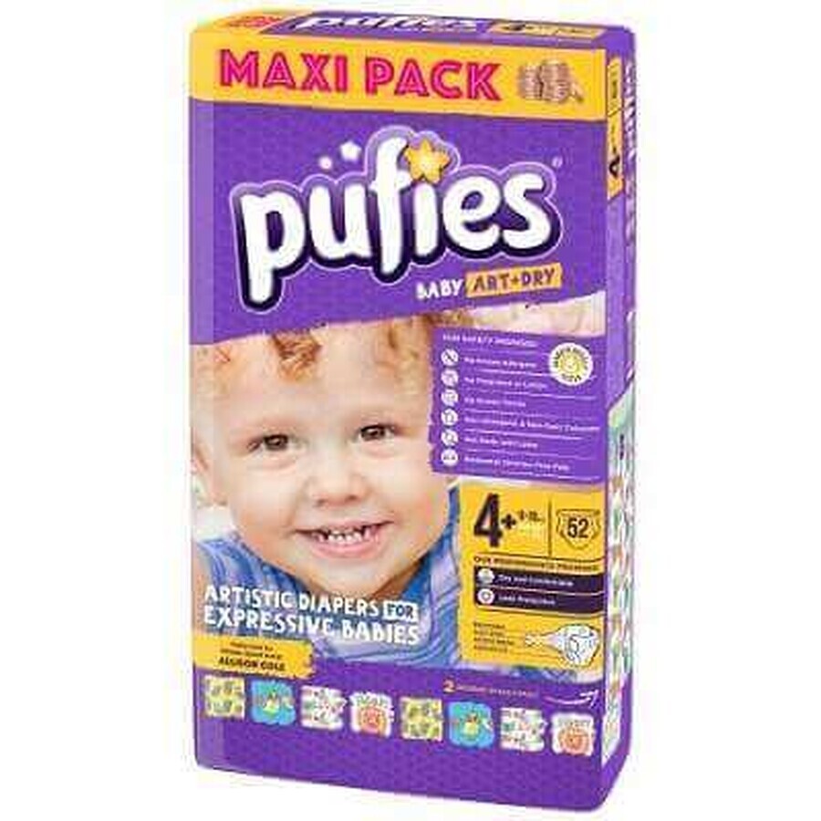 Pannolini n° 4+ Pufies Baby Art, 9-16Kg, 52 pz, Ficosota Sintez