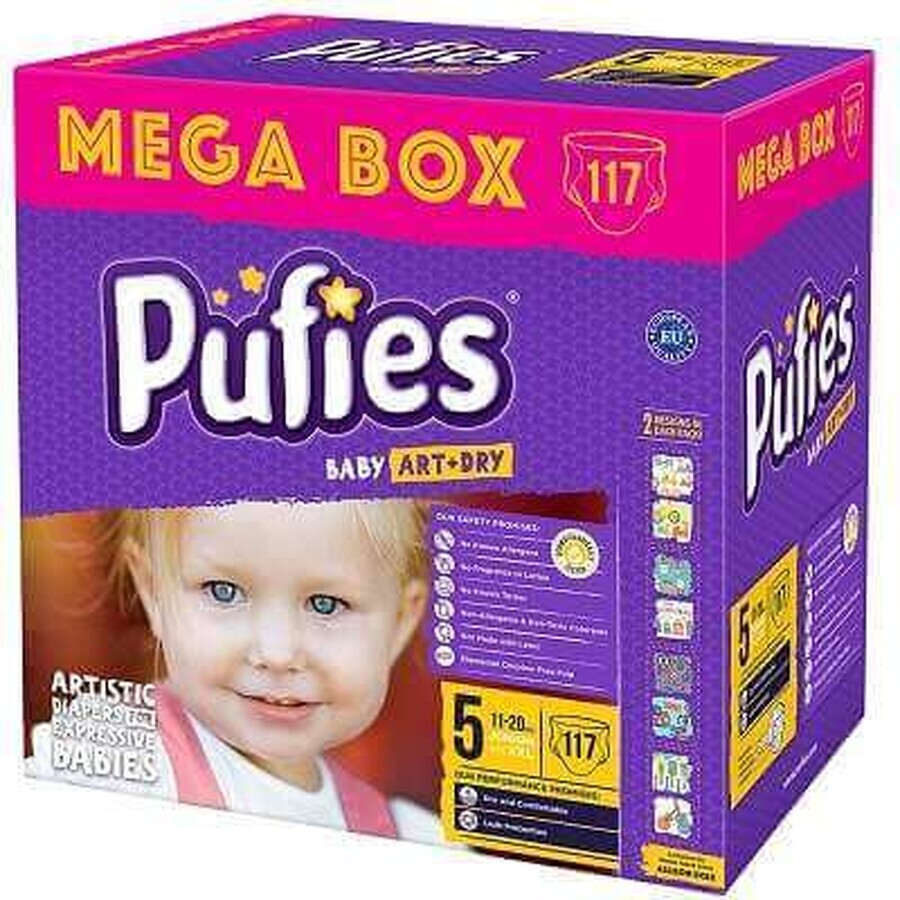 Pannolini n°5 Pufies Baby Art Mega Box, 4-9 Kg, 117 pz, Ficosota Sintez