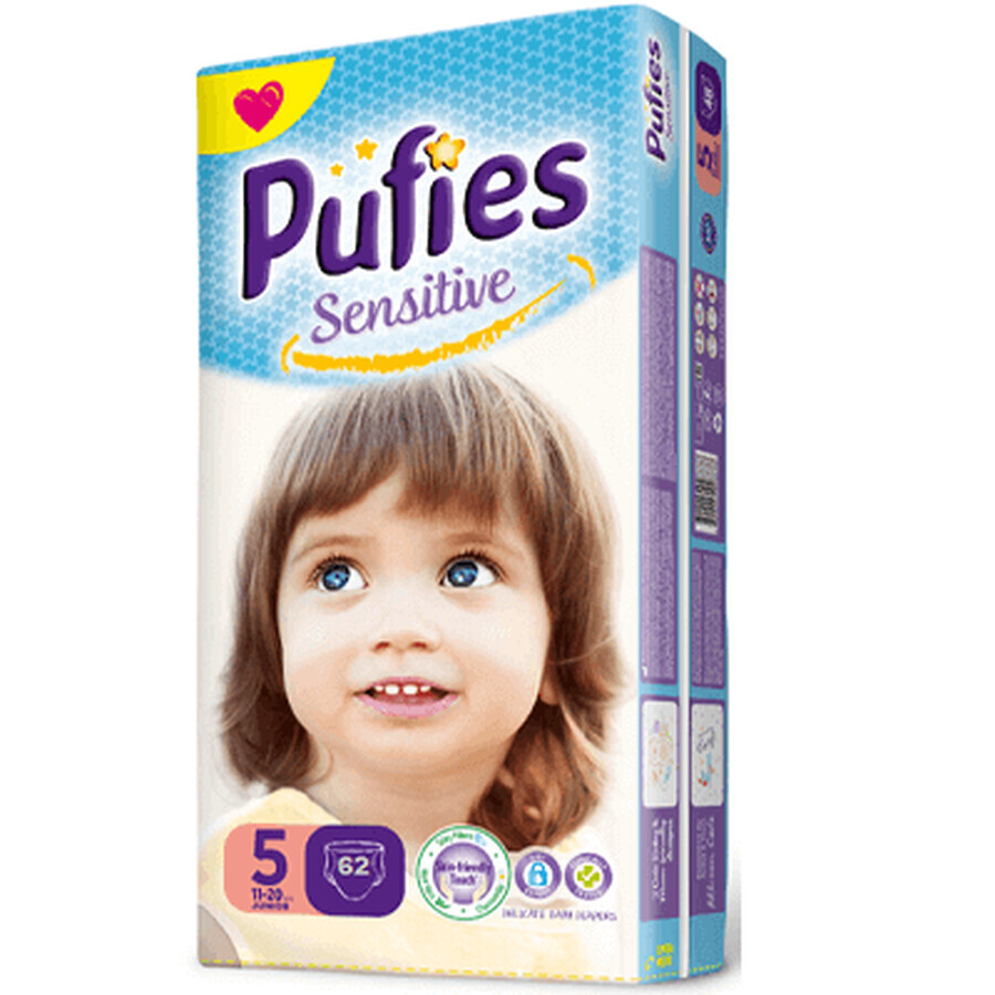 Pannolini n° 5 Pufies Baby Sensitive, 11-20 kg, 62 pz, Ficosota Sintez