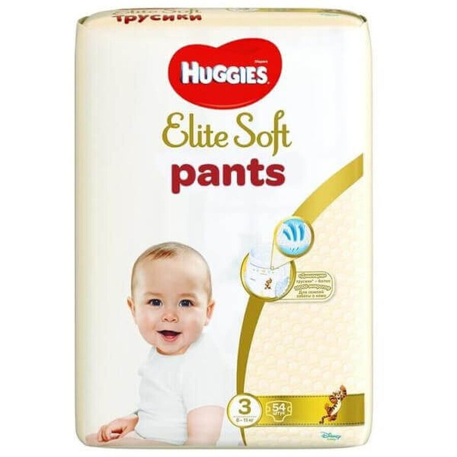 Pantaloni per pannolini Elite Soft Mega Pack n. 3, 6-11 kg, 54 pezzi, Huggies