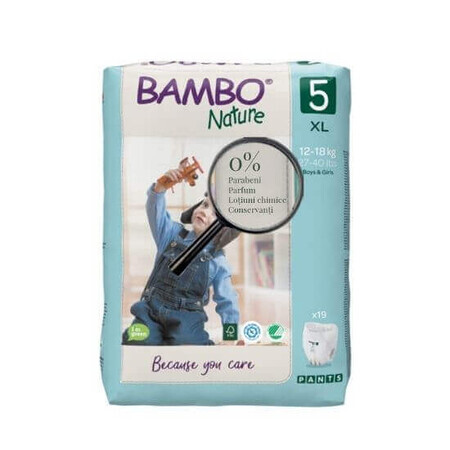 Diaper Pants Nr.5, 12-18 kg, 19 pieces, Bambo Nature