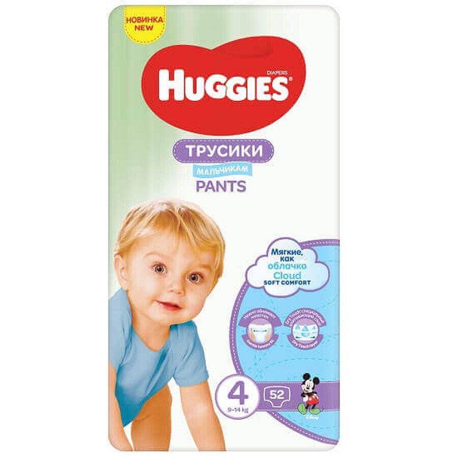 Scutece Pants Soft Comfort Boy Nr. 4, 9-14 kg, 52 bucati, Huggies