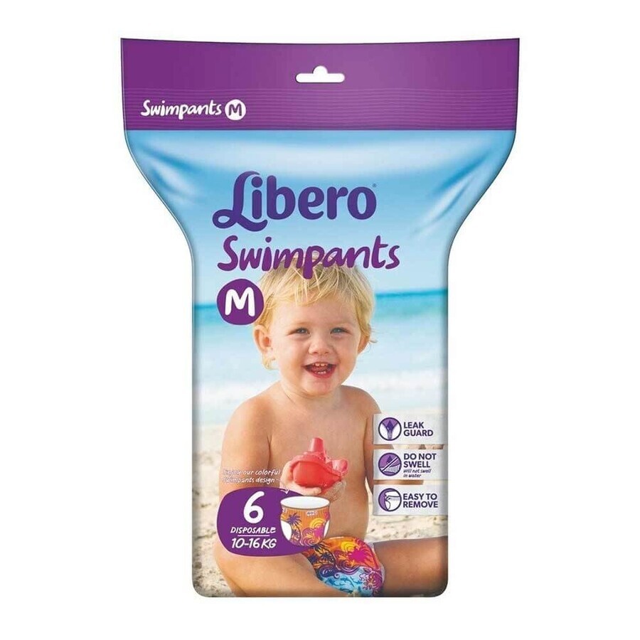 Libero SwimPants Pannolino Mutandina per Mare Piscina Taglia M 10-16 Kg, 6 Pezzi