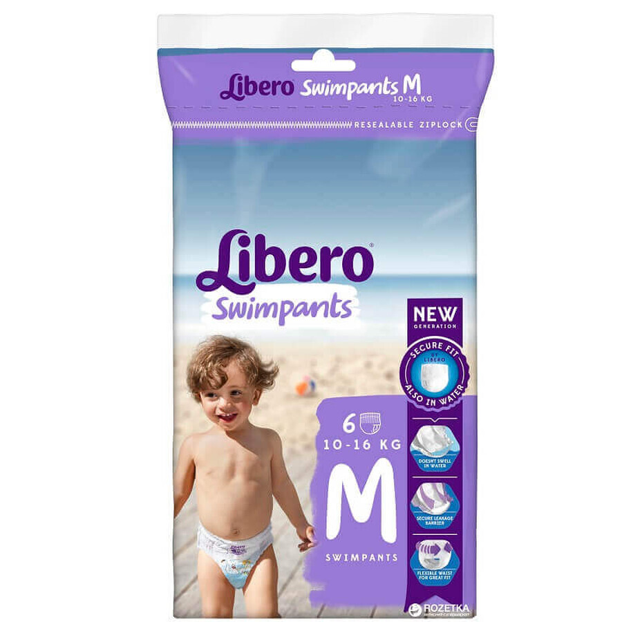 Libero SwimPants Pannolino Mutandina per Mare Piscina Taglia M 10-16 Kg, 6 Pezzi