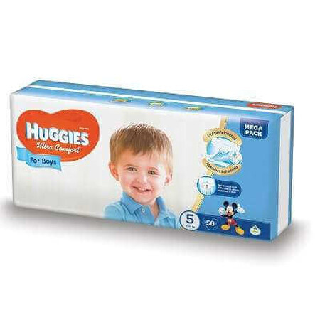 Pannolini Ultra Comfort Boy n. 5, 12-22 Kg, 56 pezzi, Huggies