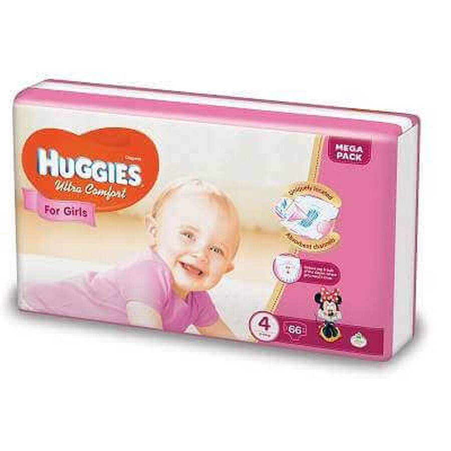 Windeln Ultra Comfort Girl Nr. 4, 8-14 kg, 66 Stück, Huggies