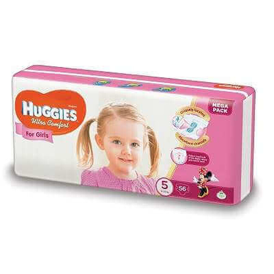 Pannolini Ultra Comfort Bambina n. 5, 12-22 Kg, 56 pezzi, Huggies