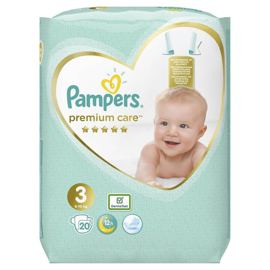 Pannolini, n. 3, Premium Care, 6-10 Kg, 20 pezzi, Pampers