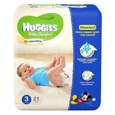 Pannolini, UC, n. 3, ragazzo, 5-9 kg, 21 pezzi, Huggies