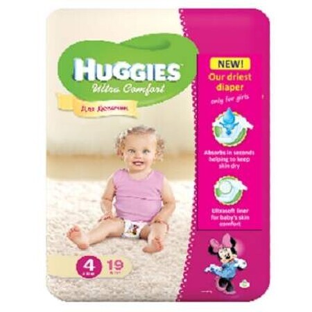 Pannolini, UC, n° 4, Bambina, 8-14 kg, 19 pezzi, Huggies