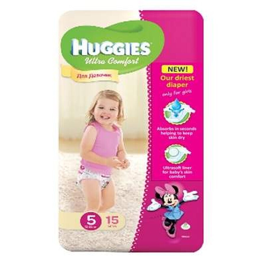 Pannolini, UC, n° 5, Bambina, 12-22 kg, 15 pezzi, Huggies