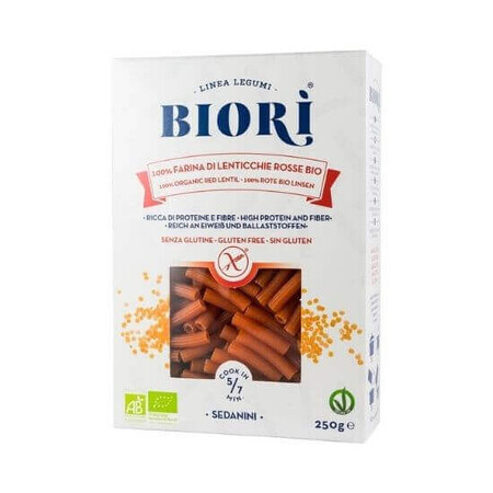 Red lentil sedanini, 250g, Biori