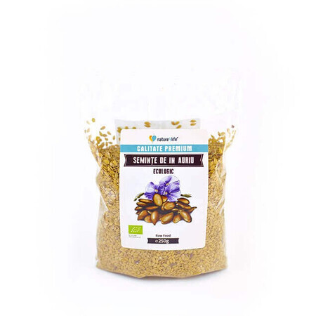 Organic golden flax seeds, 250 gr, Nature4Life