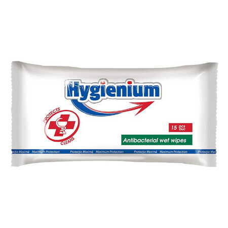 Antibacterial wet wipes, 15 pieces, Hygienium