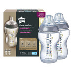 Set di 2 bottiglie Bufnita Close to Nature +3 mesi, 340 ml, Tommee Tippee