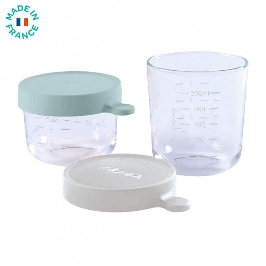 Set di 2 contenitori in vetro, 150/250 ml, Verde, Beaba