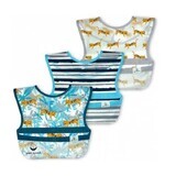 Set di 3 bavaglini impermeabili con tasca reversibile, Blue Tiger, Green Sprouts