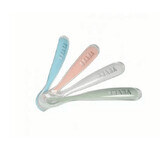 Set 4 cucchiai ergonomici in silicone Eucalyptus, Beaba