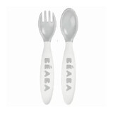 Set cucchiaio e forchetta ergonomico, grigio, Beaba