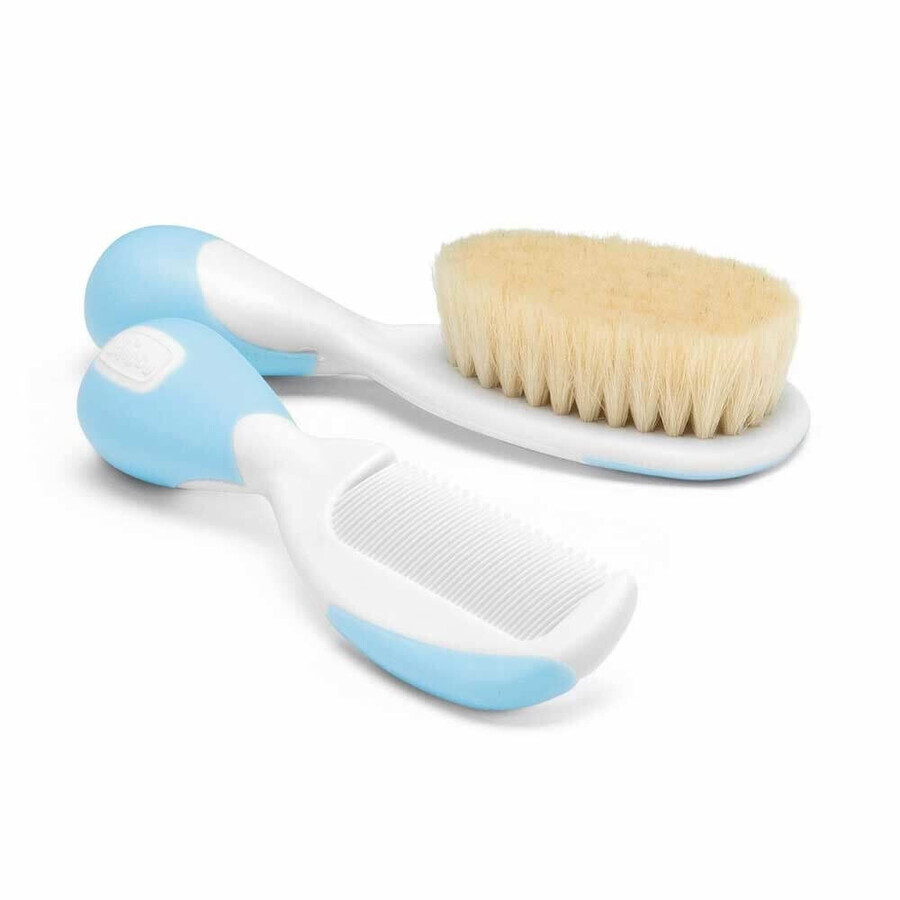 Ensemble brosse et peigne pour cheveux naturels, bleu, Chicco