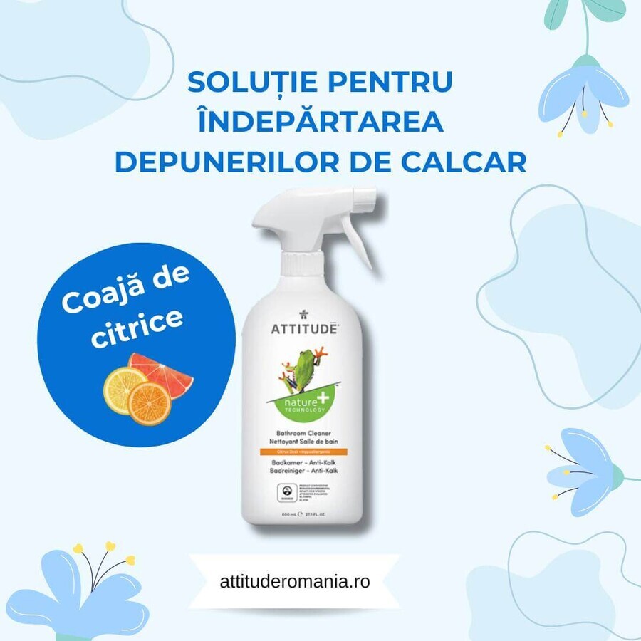 Soluzione per rimuovere i depositi di calcare dal bagno con scorza di agrumi, 800 ml, Attitude