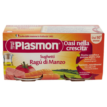 Sos Ragu din Carne de Vitel, +10luni, 2x80g, Plasmon