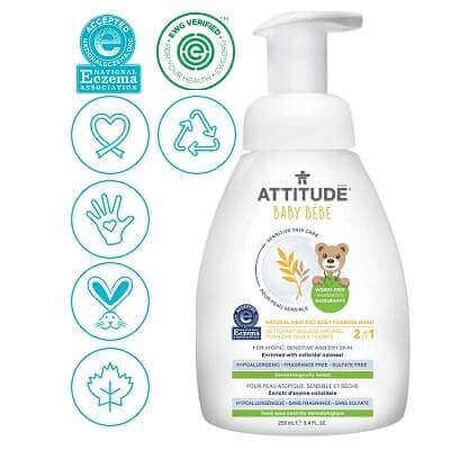 Sensitive Skin hair and body foam, +0 months, 250 ml, Attitude