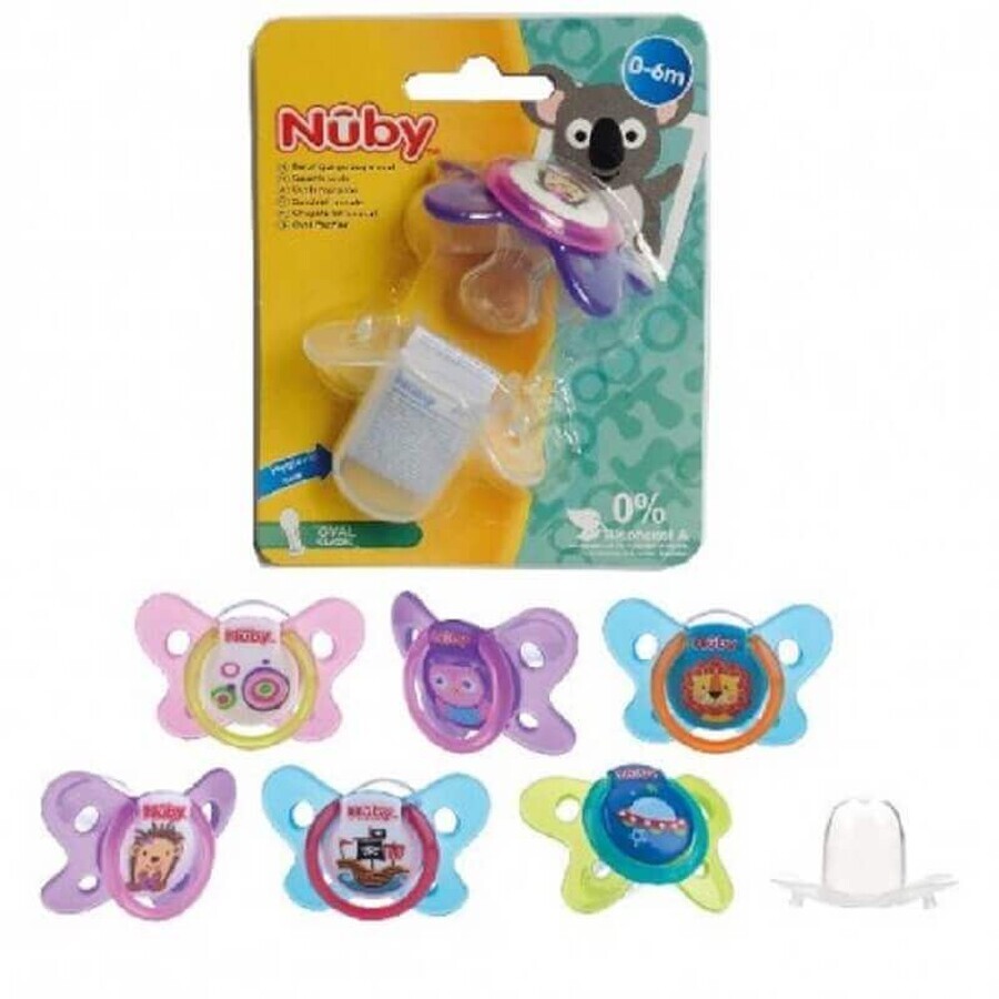 Nuby Succhietto Goccia Butterfly Ovale 0-6 Mesi Con Cappuccio Igienico 1 Pezzo