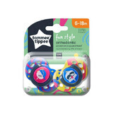 Ciucci ortodontici diurni Fun Bird, 6-18 mesi, Tommee Tippee