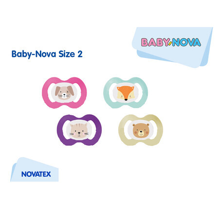 Ciucci simmetrici decorati senza anello, Misura 2, 6-18 mesi, 2 pz, Baby Nova